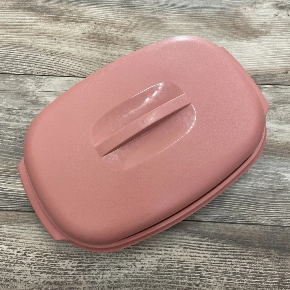 Tupperware Microwave Food Steamer 6 Cups Dusty Rose Pink 3 Piece 1273-6